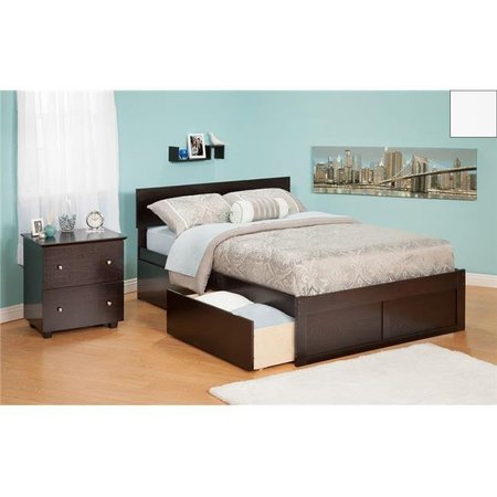 LIVINGQUARTERS Orlando Full Bed with Flat Panel Foot Board and Urban Bed Drawers in a White Finish LI730090
